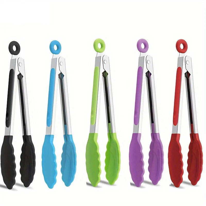 Stainless Steel Silicone Grilling Tongs