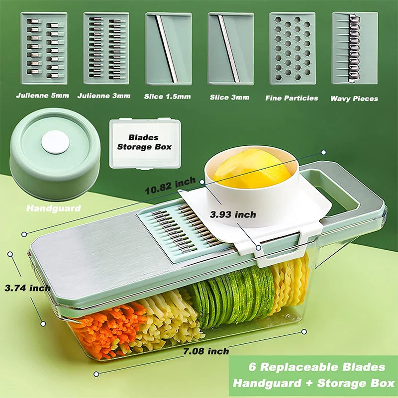 6-In-1 Multifunctional Ratchet Vegetable Slicer Shredder Grater