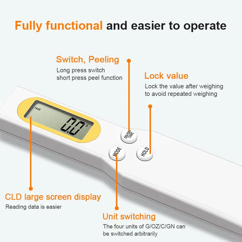 Electronic Spoon Scale Digital Measuring Spoon 0.1-500g