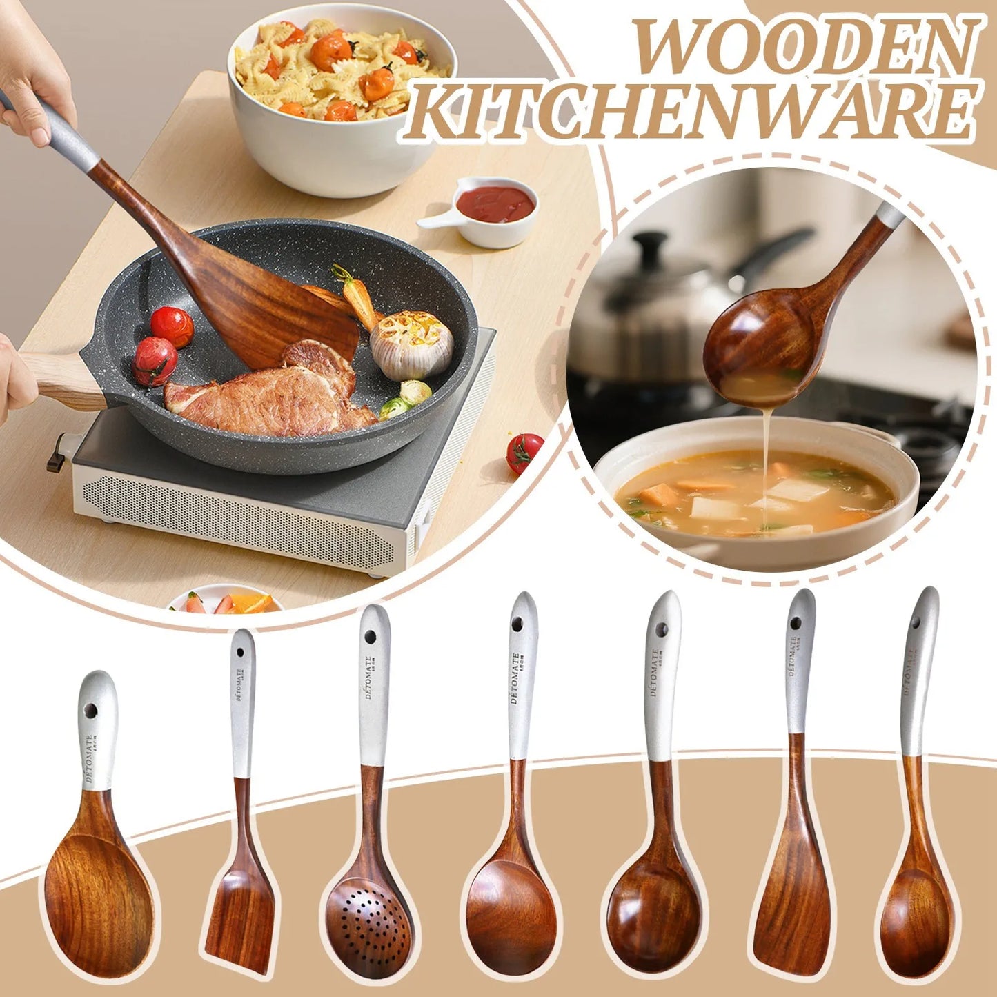 Wooden Cooking and Serving Spoons
