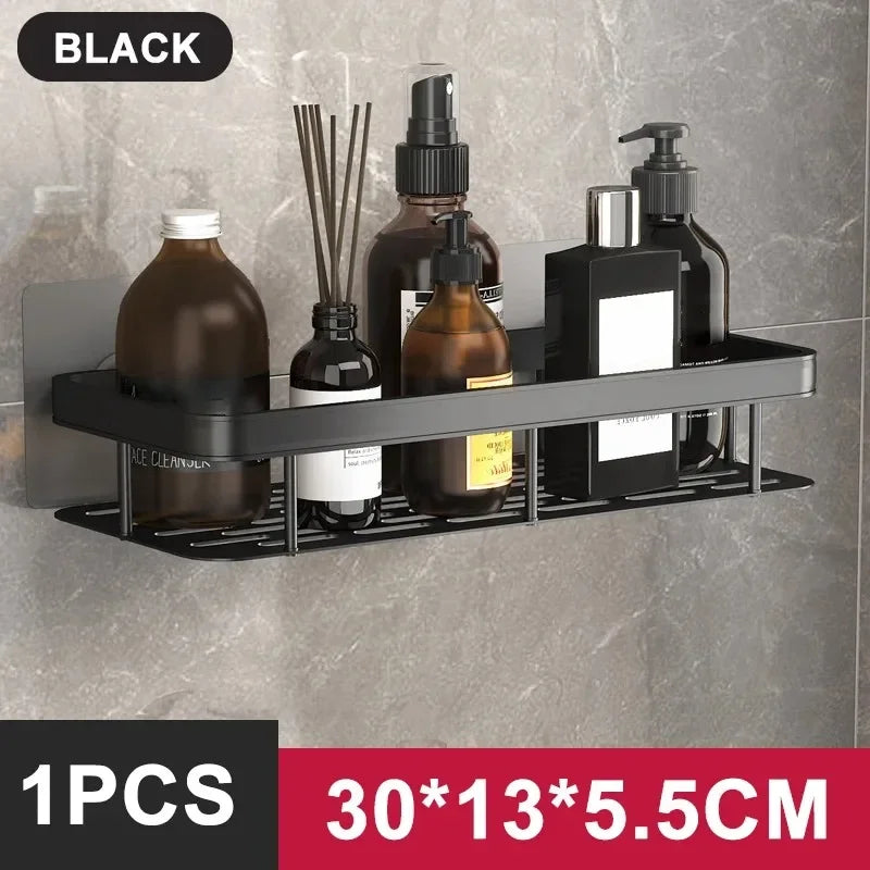 Aluminium Bathroom Corner Rack Shower Organiser Corner Shelf No-Drill Mounting