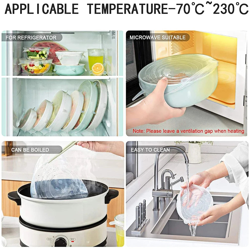6Pcs/Set Silicone Cover Stretch Lid