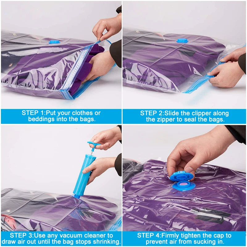 5Pcs Vacuum Storage Bags Vacuum Seal Bags for Clothes Pillow Bedding Blanket Storage