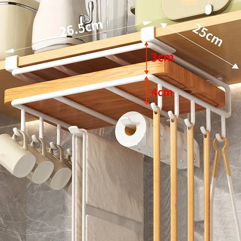 Under Cupboard Paper Towel, Utensil & Rags Hanger