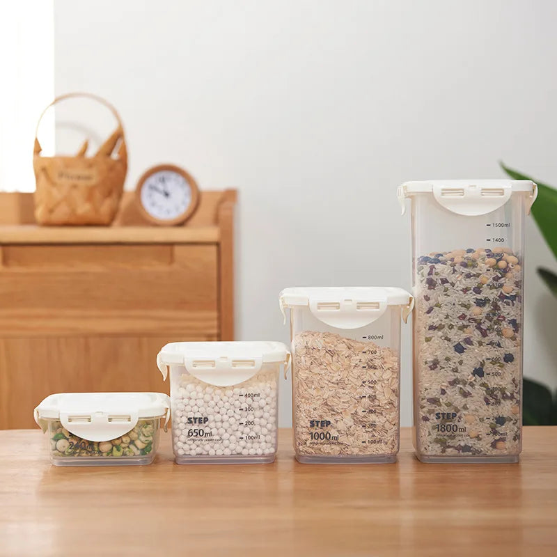4 Sizes Food Storage Containers Sealed Air Tight for Cereals, Grains, Flour, Sugar, Etc