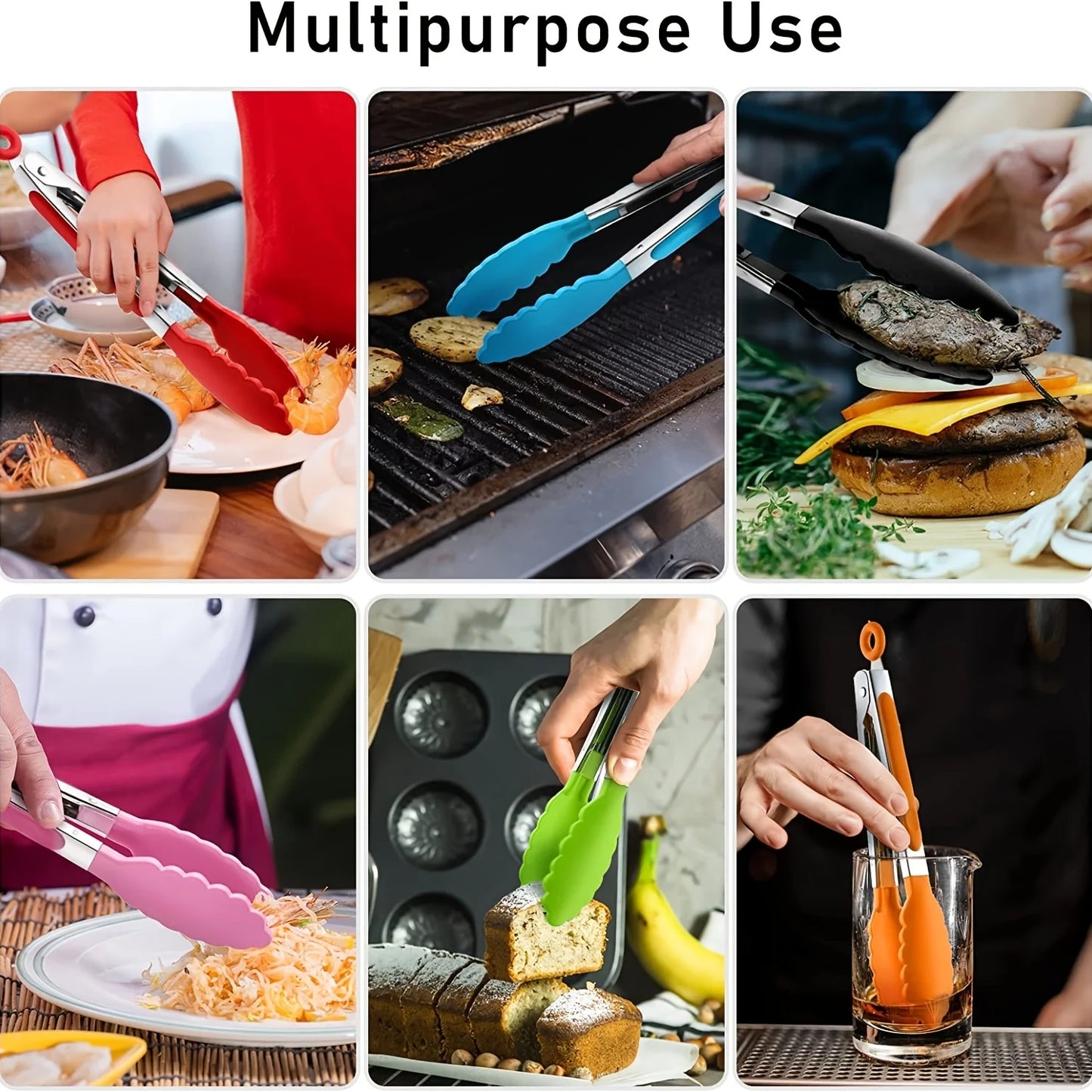 Stainless Steel Silicone Grilling Tongs