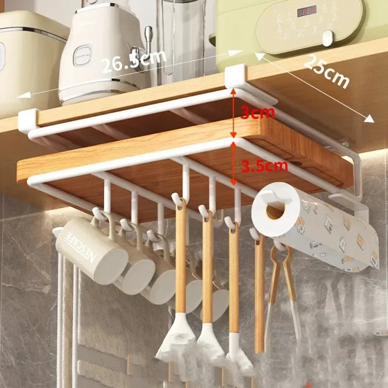 Under Cupboard Paper Towel, Utensil & Rags Hanger