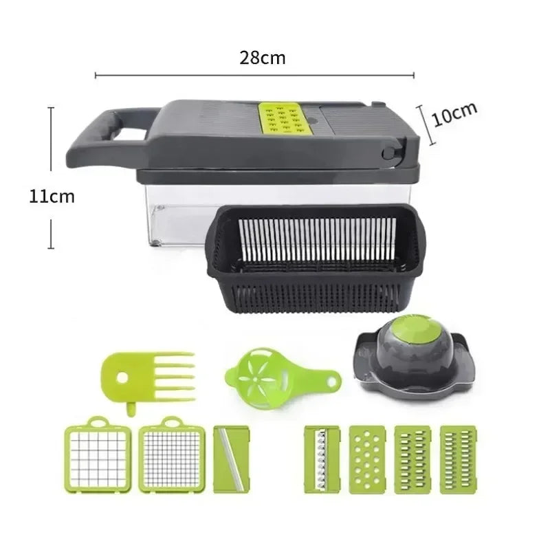 14/16 in 1 Multifunctional Fruit & Vegetable Cutter Ratchet Food Grater Container
