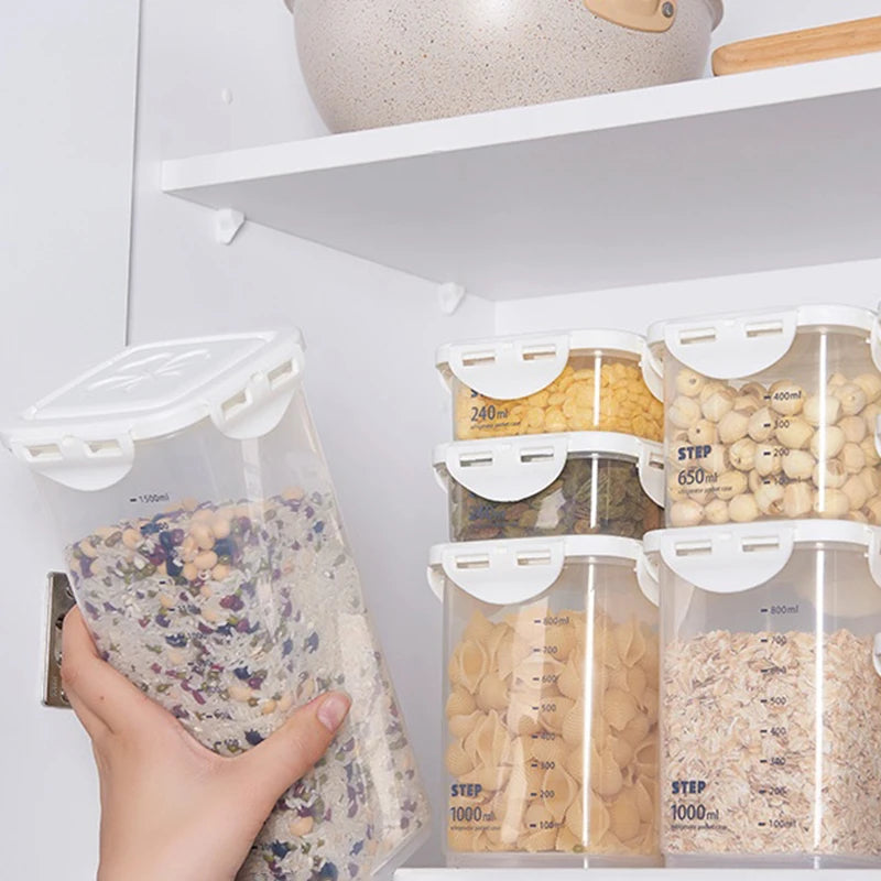 4 Sizes Food Storage Containers Sealed Air Tight for Cereals, Grains, Flour, Sugar, Etc