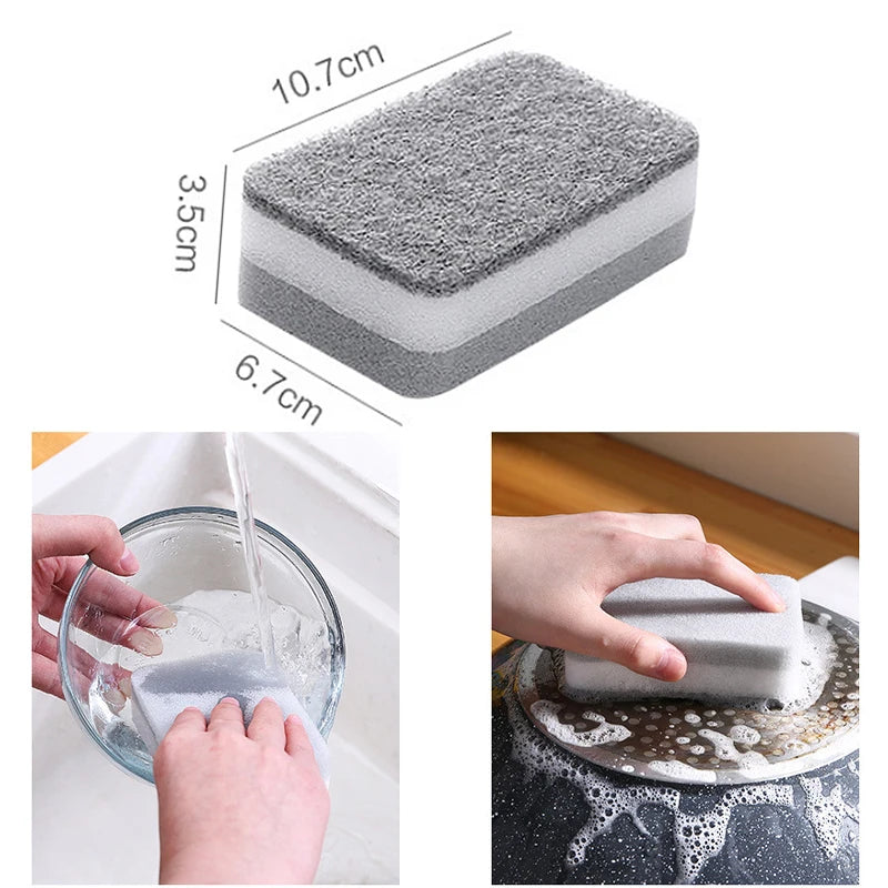 5pcs Double-sided Sponge & Scouring pad