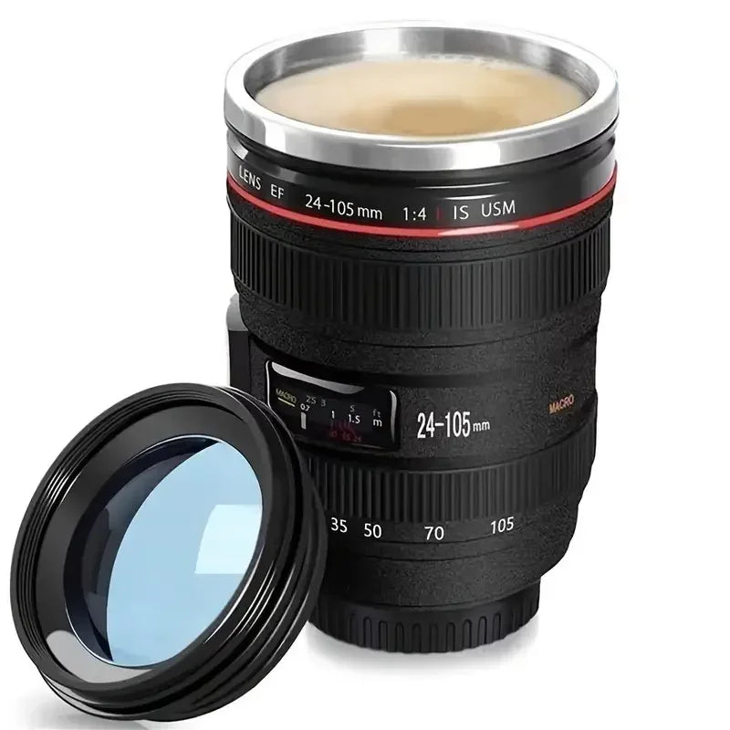 Camera Lens Coffee Mug Replica, Photographers Travel Mug, Stainless Steel