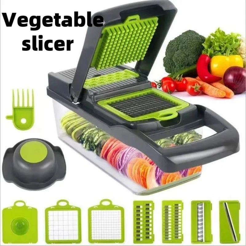 14/16 in 1 Multifunctional Fruit & Vegetable Cutter Ratchet Food Grater Container