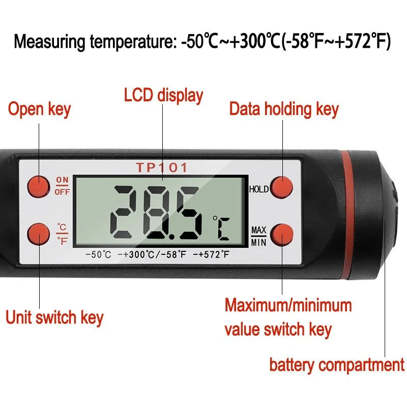 Digital Food Thermometer Kitchen Temperature Probe