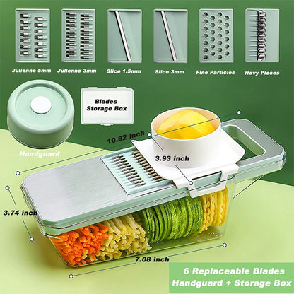 6-In-1 Multifunctional Ratchet Vegetable Slicer Shredder Grater