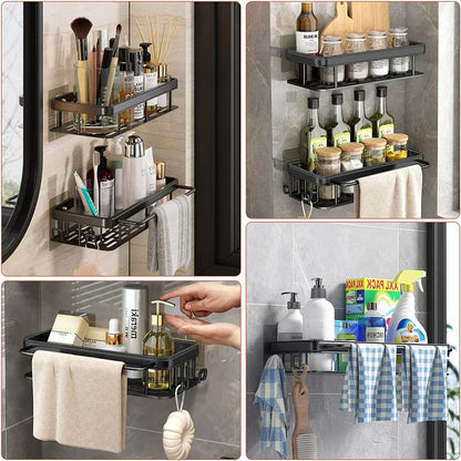 Aluminium Bathroom Corner Rack Shower Organiser Corner Shelf No-Drill Mounting