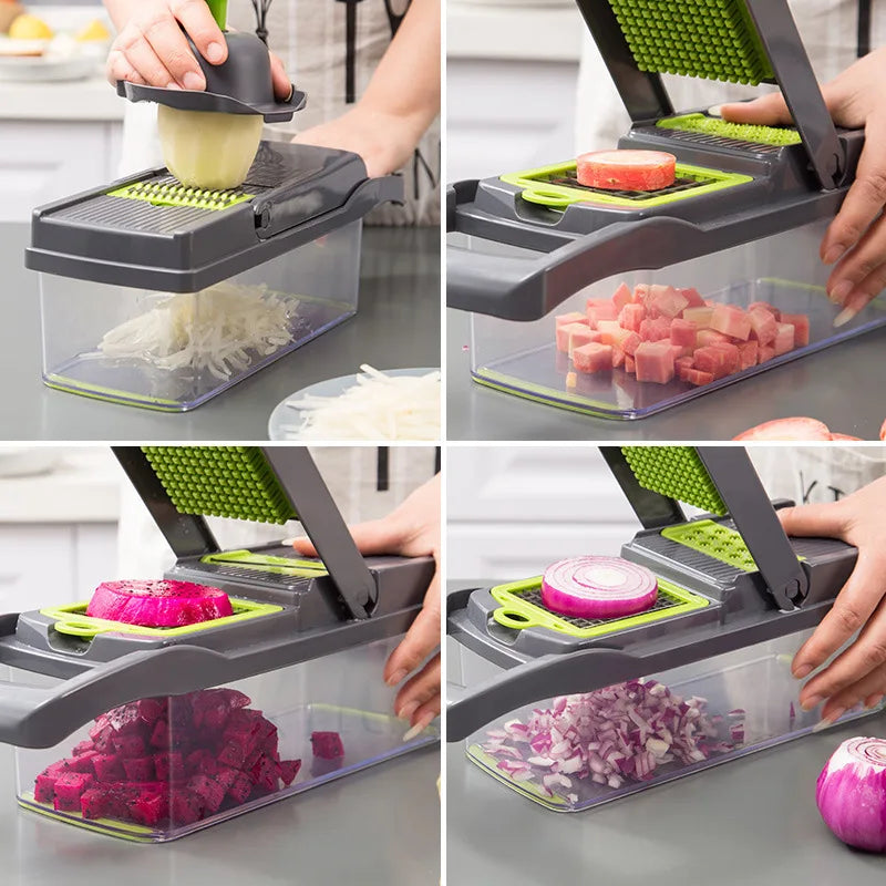 Multi-Use Slicer, Cutter And Shredder, Ratchet Grater Fruit & Vegetable Processor