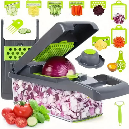 14/16 in 1 Multifunctional Fruit & Vegetable Cutter Ratchet Food Grater Container