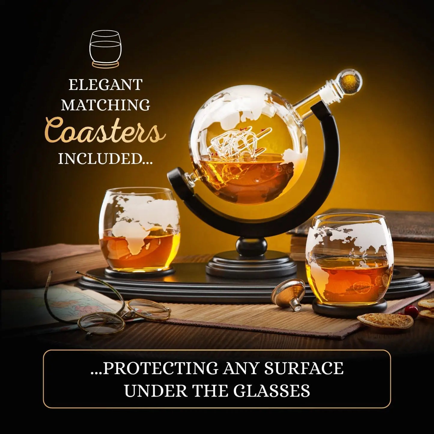 Impressive Globe Alcohol Decanter Set Conversation Piece