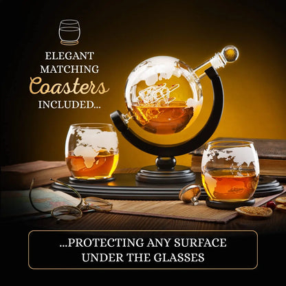 Impressive Globe Alcohol Decanter Set Conversation Piece