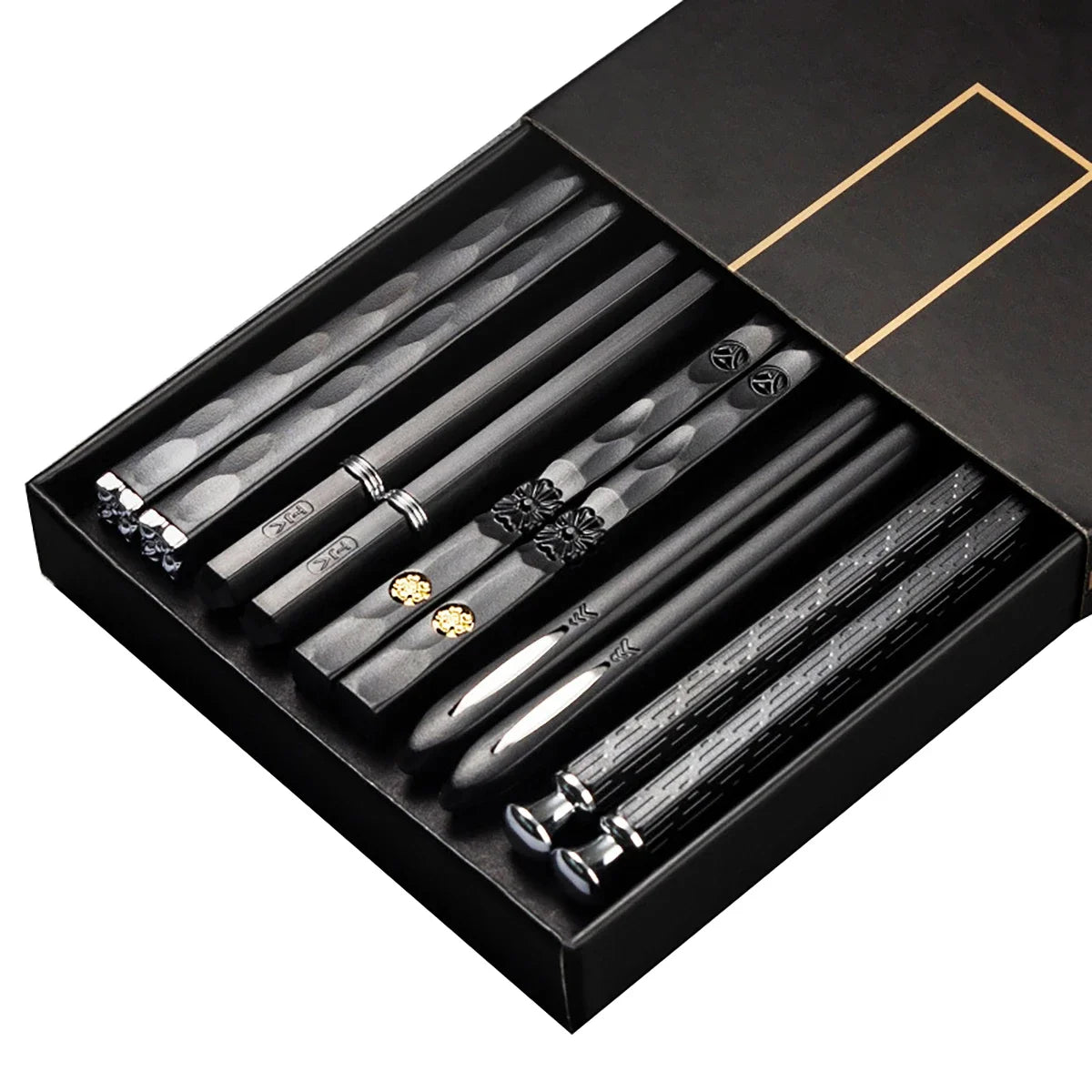 5 Pairs Alloy Stainless Steel Chopsticks
