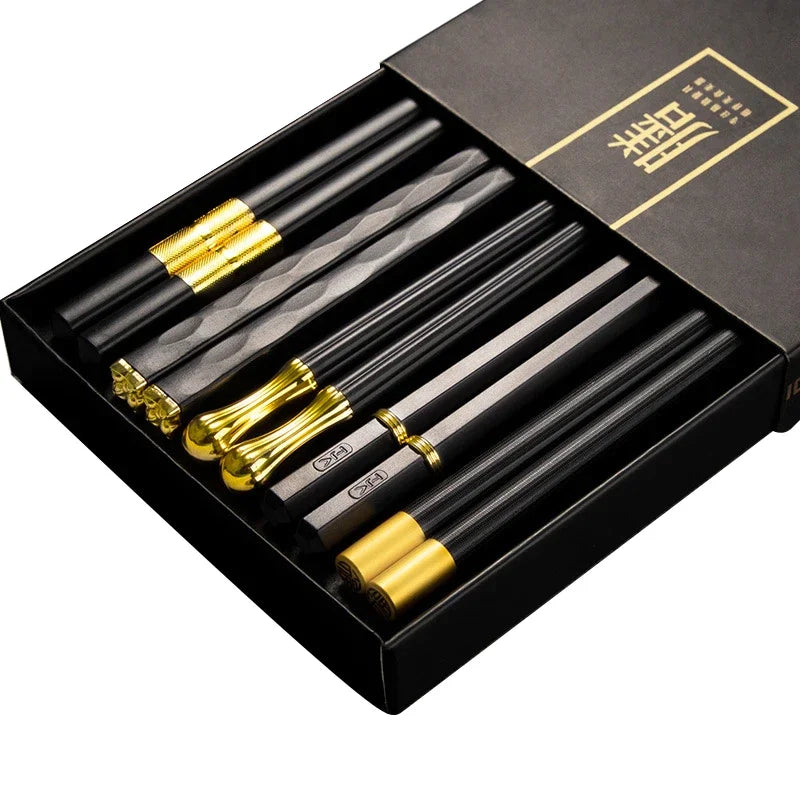 5 Pairs Alloy Stainless Steel Chopsticks