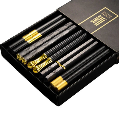 5 Pairs Alloy Stainless Steel Chopsticks