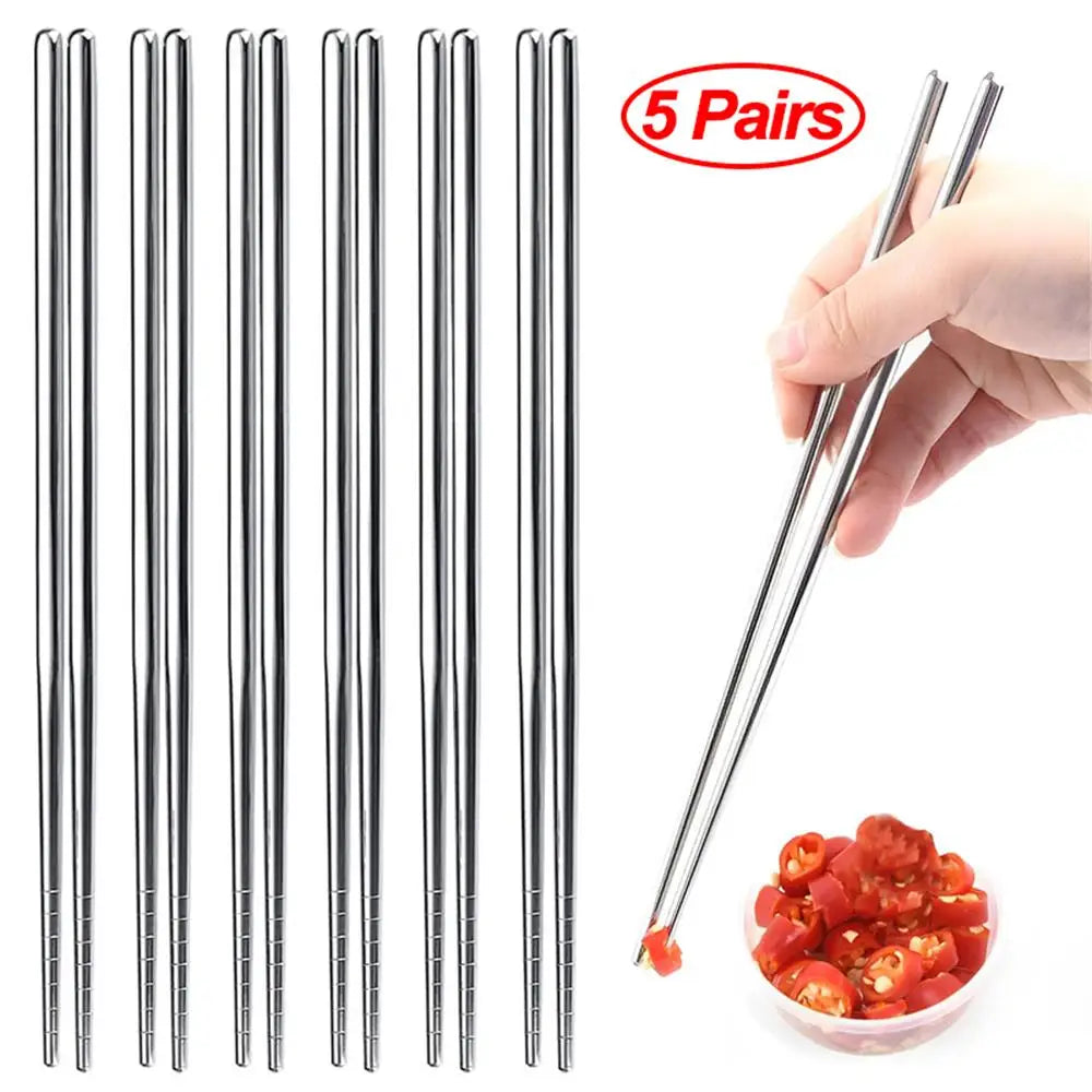 10PCS Stainless Steel Reusable Chopsticks