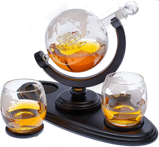 Impressive Globe Alcohol Decanter Set Conversation Piece