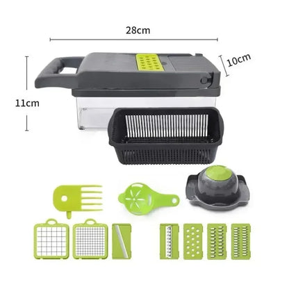 14/16 in 1 Multifunctional Fruit & Vegetable Cutter Ratchet Food Grater Container