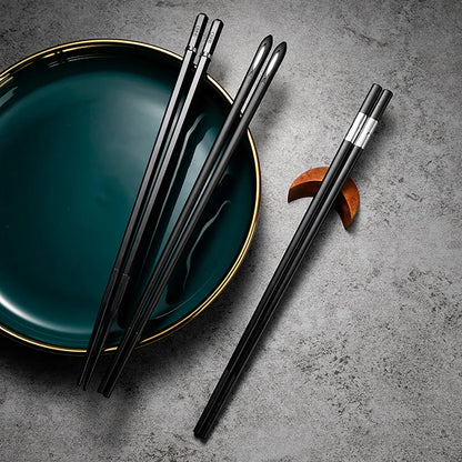 5 Pairs Alloy Stainless Steel Chopsticks