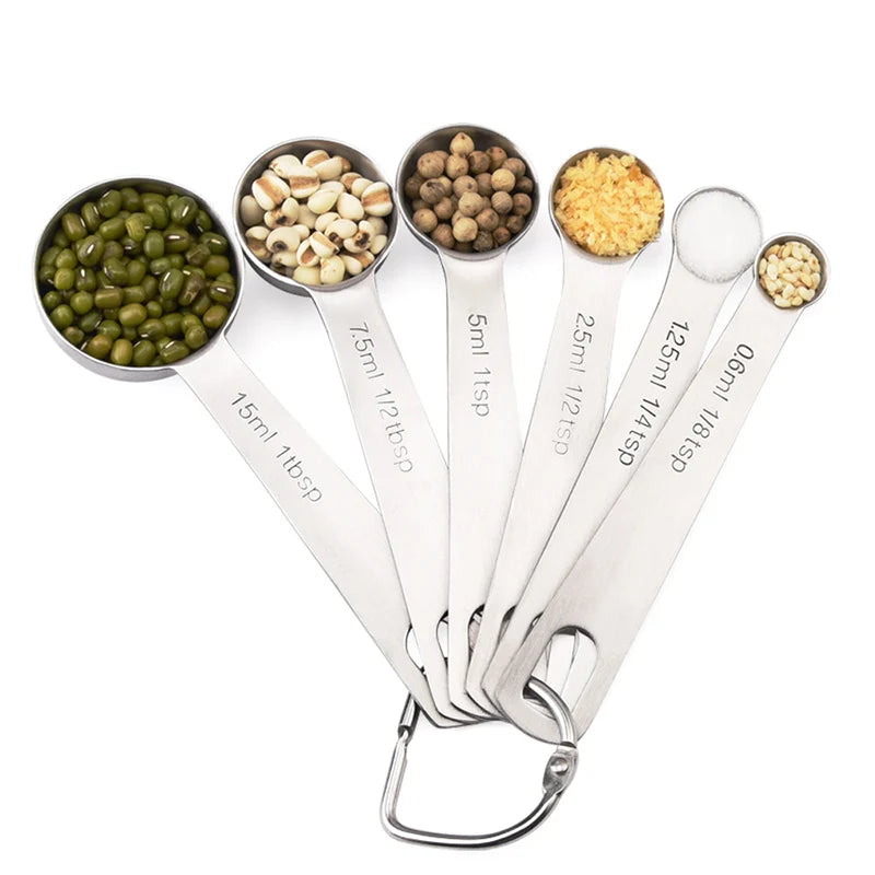 6Pcs/Set Multipurpose Food-grade Stainless Steel Measuring Spoon