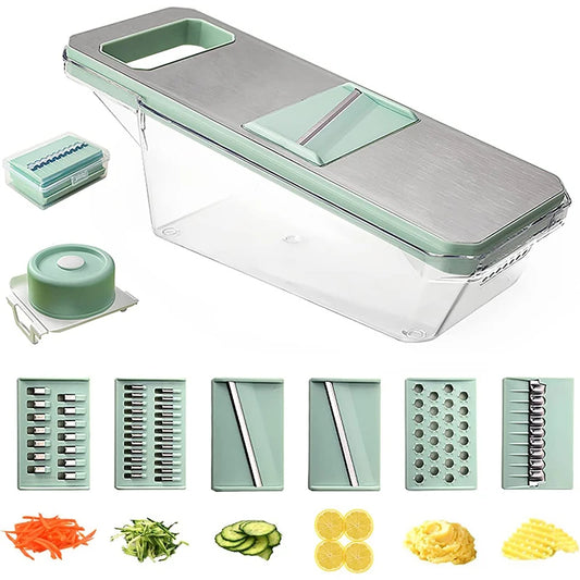 Kitchen 6 In 1 Stainless Steel Multifunction Manual Vegetable Slicer