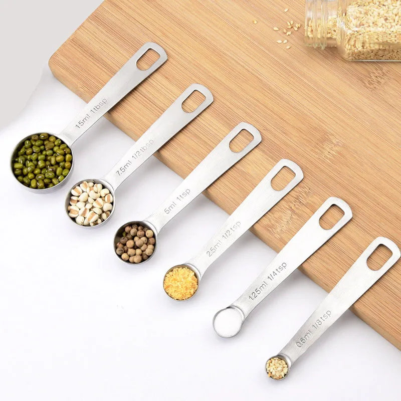 6Pcs/Set Multipurpose Food-grade Stainless Steel Measuring Spoon