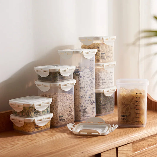 4 Sizes Food Storage Containers Sealed Air Tight for Cereals, Grains, Flour, Sugar, Etc