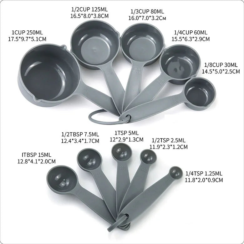 10Pcs/Set Plastic Food-Safe Measuring Spoons
