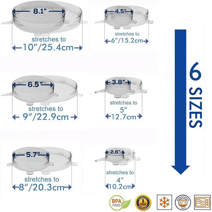6Pcs/Set Silicone Cover Stretch Lid