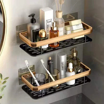 Aluminium Bathroom Corner Rack Shower Organiser Corner Shelf No-Drill Mounting